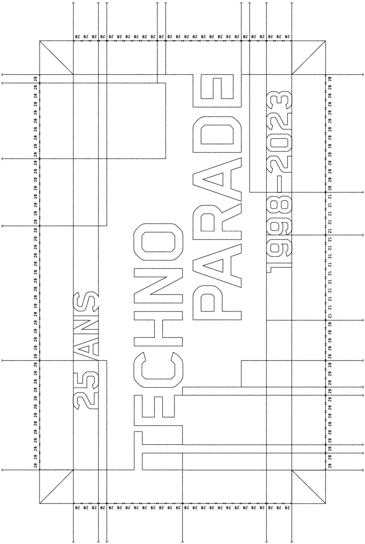 LOGOTYPE STRUCTURE FOR TECHNOPARADE 25TH ANNIVERSARY, WITH DIPLOMATIE STUDIO, 2023
